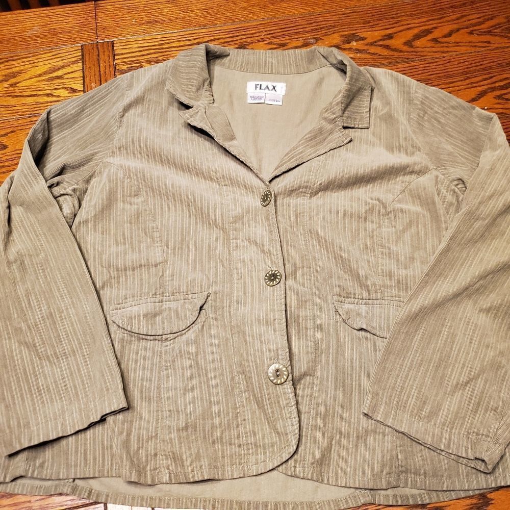 Flax green corduroy blazer jacket size large
